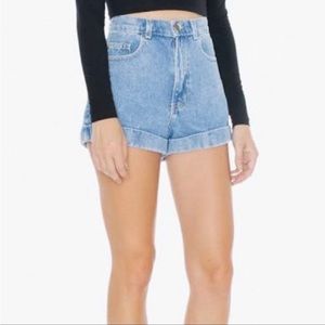 American Apparel High Waisted Cuffed Jean Shorts